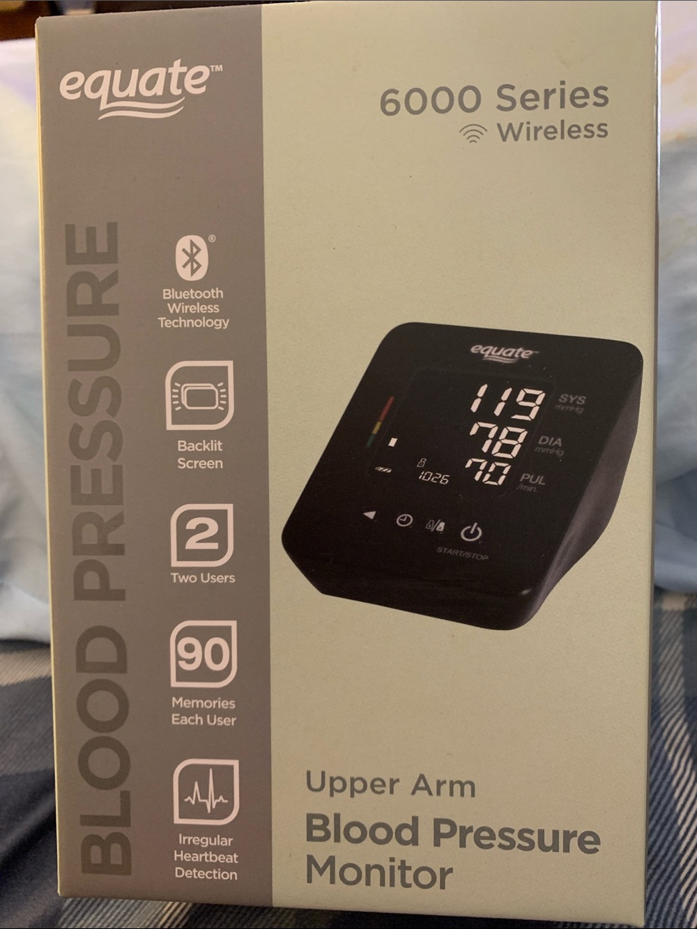 Equate 6000 Series Wireless Upper Arm Blood Pressure Monitor - Black